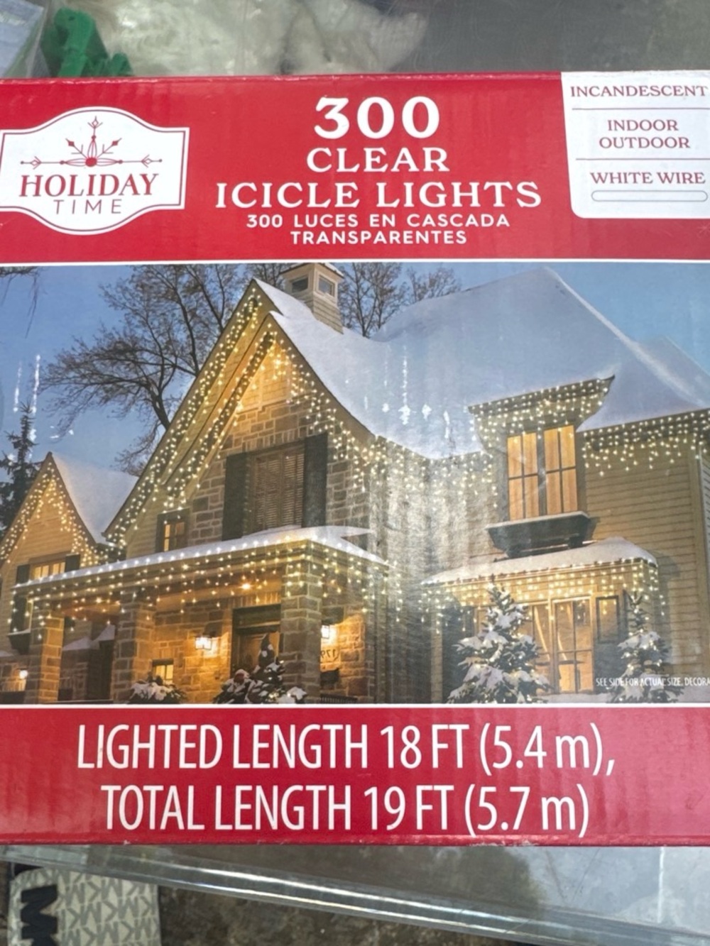 Holiday Time Clear Icicle Lights - Warm White Cascade
